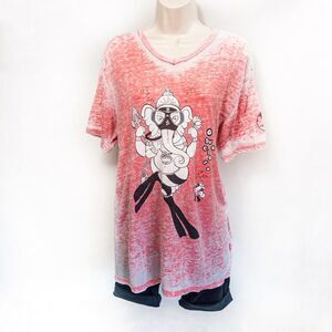 Agua Clara Project Diving Ganesha Pink Burnout T-Shirt/Swim Cover-Up Sz S/M